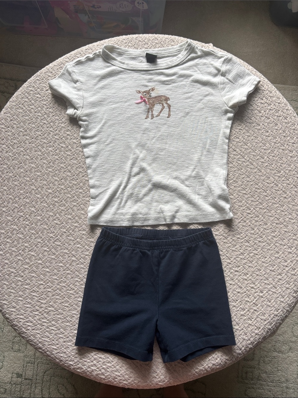 wild fable White Deer Graphic Tee and Navy Elastic Waist Shorts Set